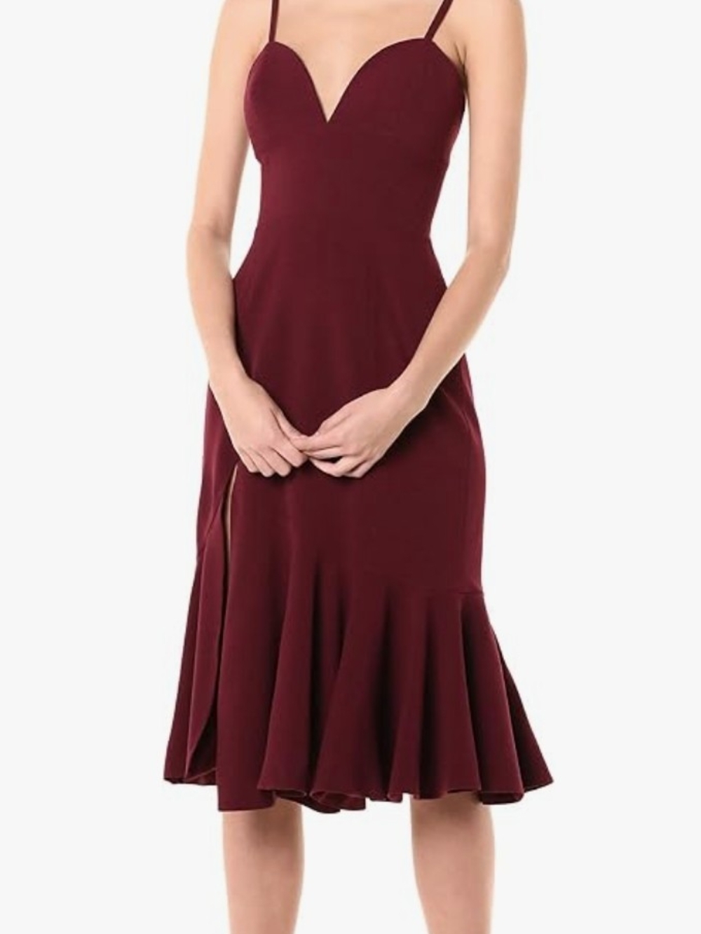 Dress the Population Burgundy Spaghetti-Strap Midi Dress